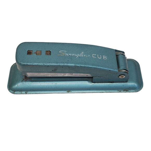 Vintage SWINGLINE CUB Teal Green Desktop Stapler Made in USA - Picture 12 of 12